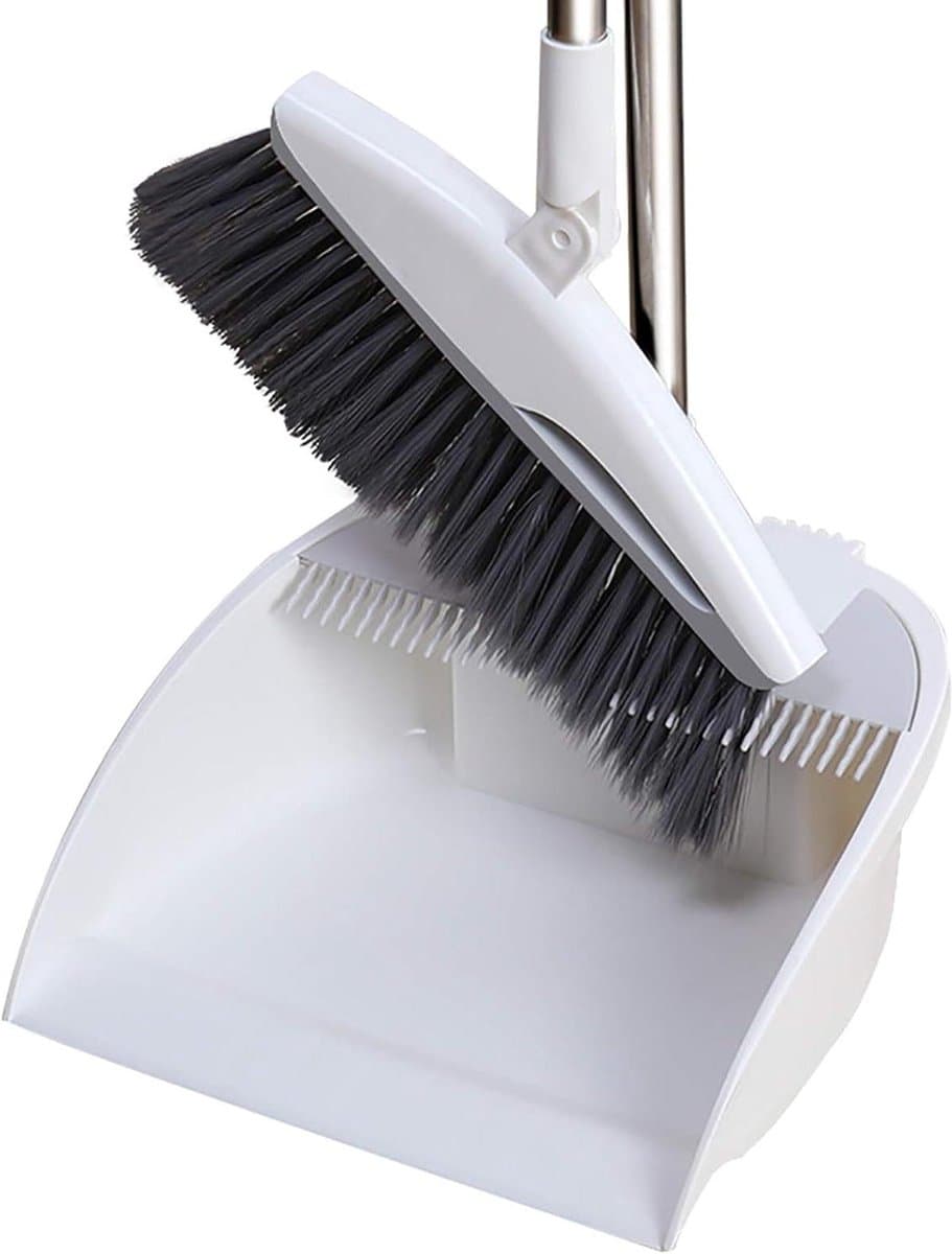 Stoffer en blik - Vegen set - Huishoudelijk schoonmaken - Roestvrij staal handvat - 92 cm bezem - Grijs — afbeelding 1
