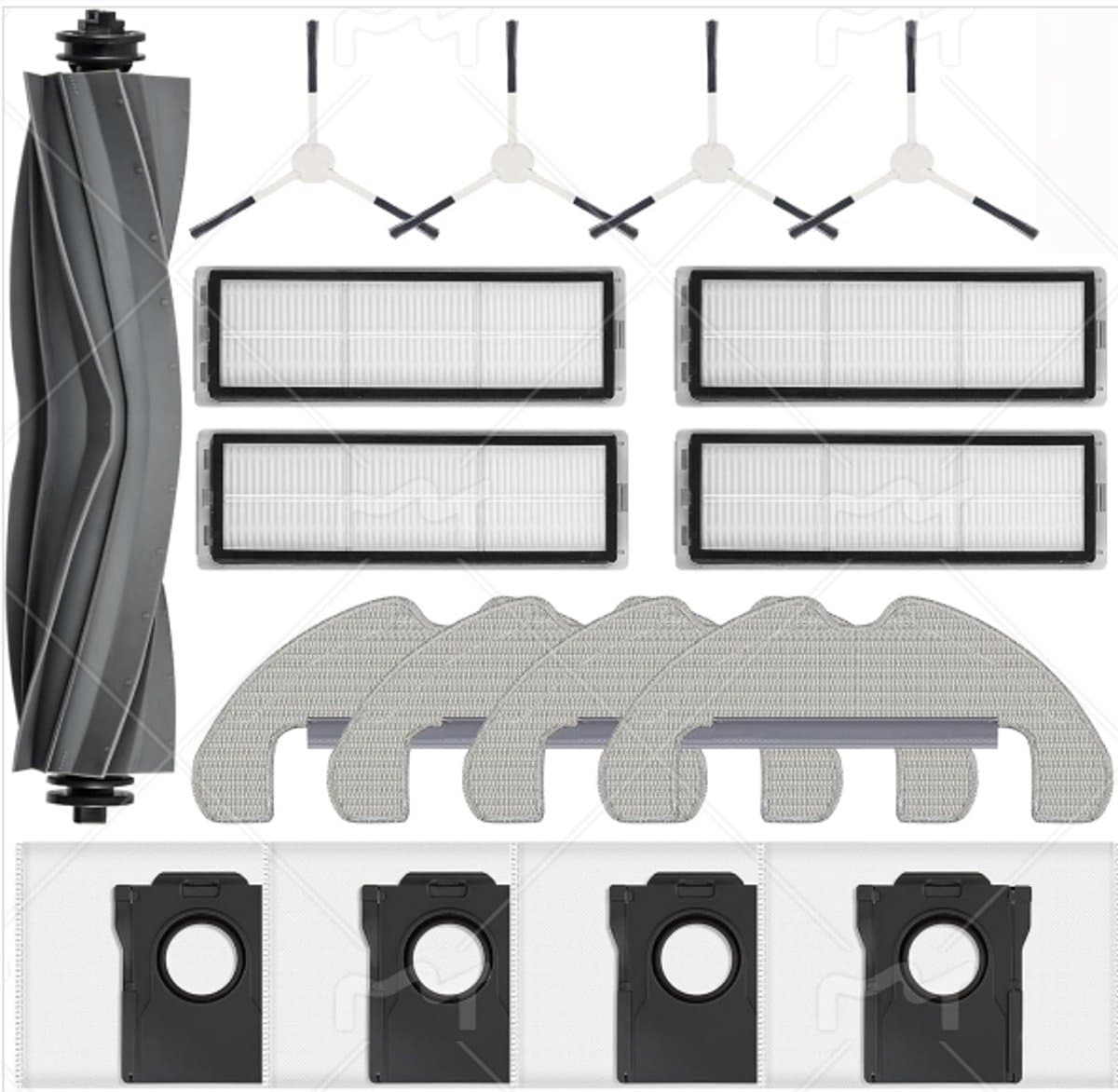 17 stuks accessoires voor Dreame D10 Plus Gen 2 - Inclusief 1 hoofdborstel, 4 stofzakken, 4 schoonmaakdoeken, 4 HEPA-filters, 4 zijborstel — afbeelding 1