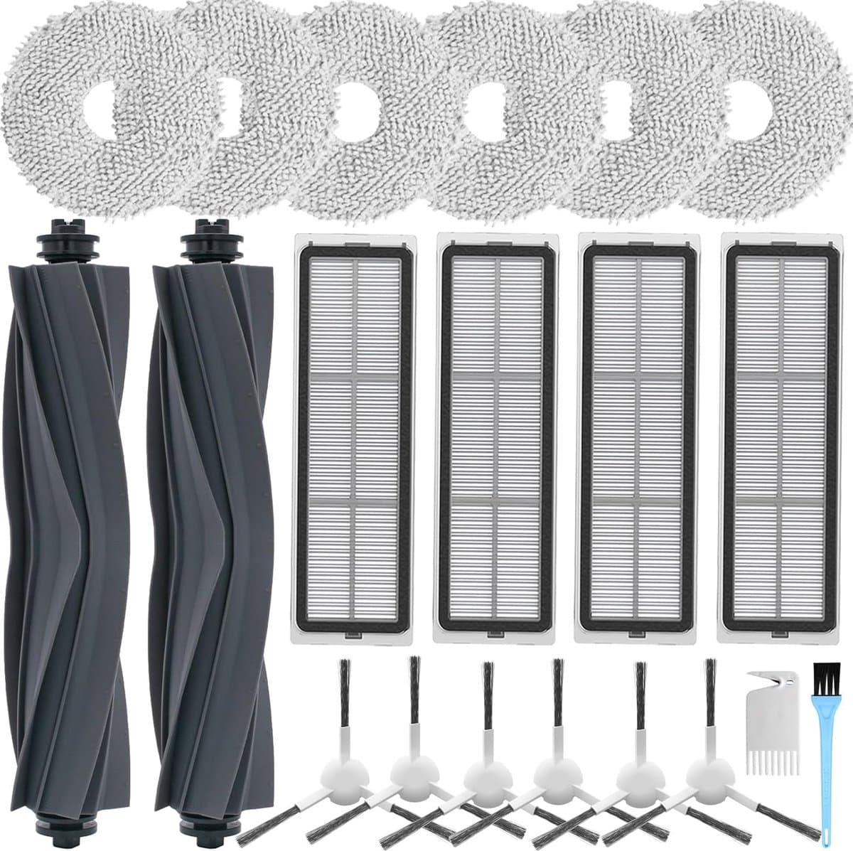 PolkaHome Accessoires voor Dreame L10s Ultra / L10s Pro / L10 Ultra, reserveonderdelen voor Xiaomi X10+ stofzuiger, 2 hoofdborstels, 4 HEPA-filters, 6 reinigingsdoeken, 6 zijborstels — afbeelding 1