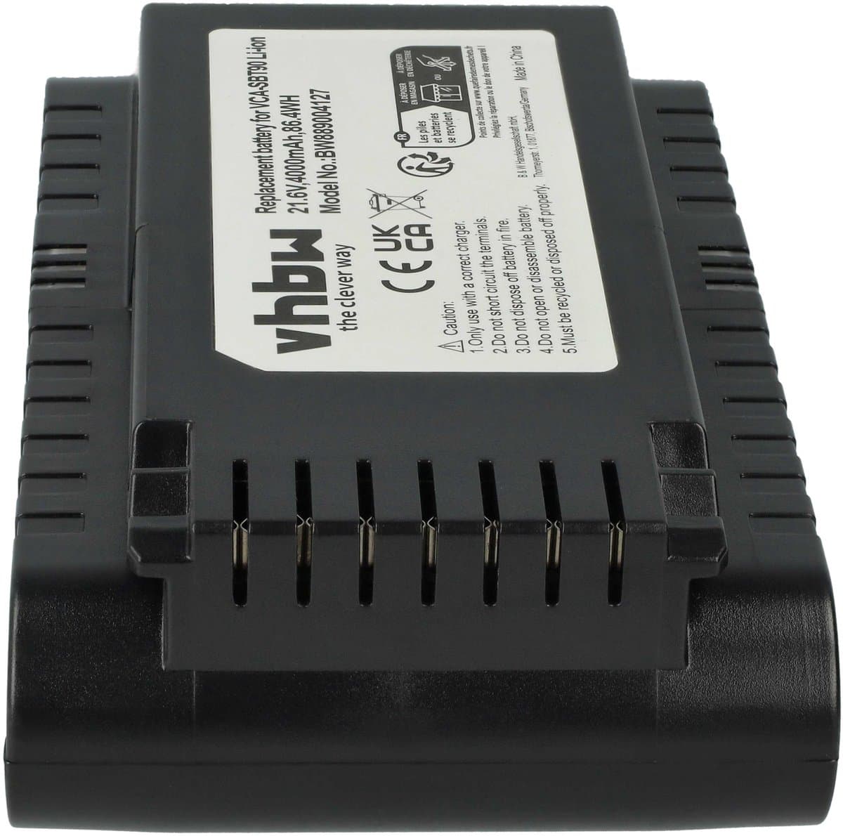 vhbw Vervangende batterij voor Samsung DJ96-00221A, VCA-SBT90E/VT, DJ96-00227A, VCA-SBT90E, VCA-SBT90 voor stofzuigers, zwart (4000 mAh, 21,6 V, Li-ion) — afbeelding 1