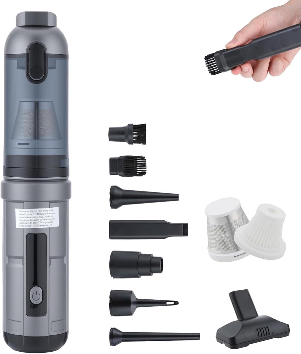 SnelShoppen - Handstofzuiger Accu 16000 Pa Draadloos 4-in-1 Mini Stofzuiger Met 8 Verwisselbare Sproeiers Voor Auto Woning Keuken Bekleding Voegen — afbeelding 1