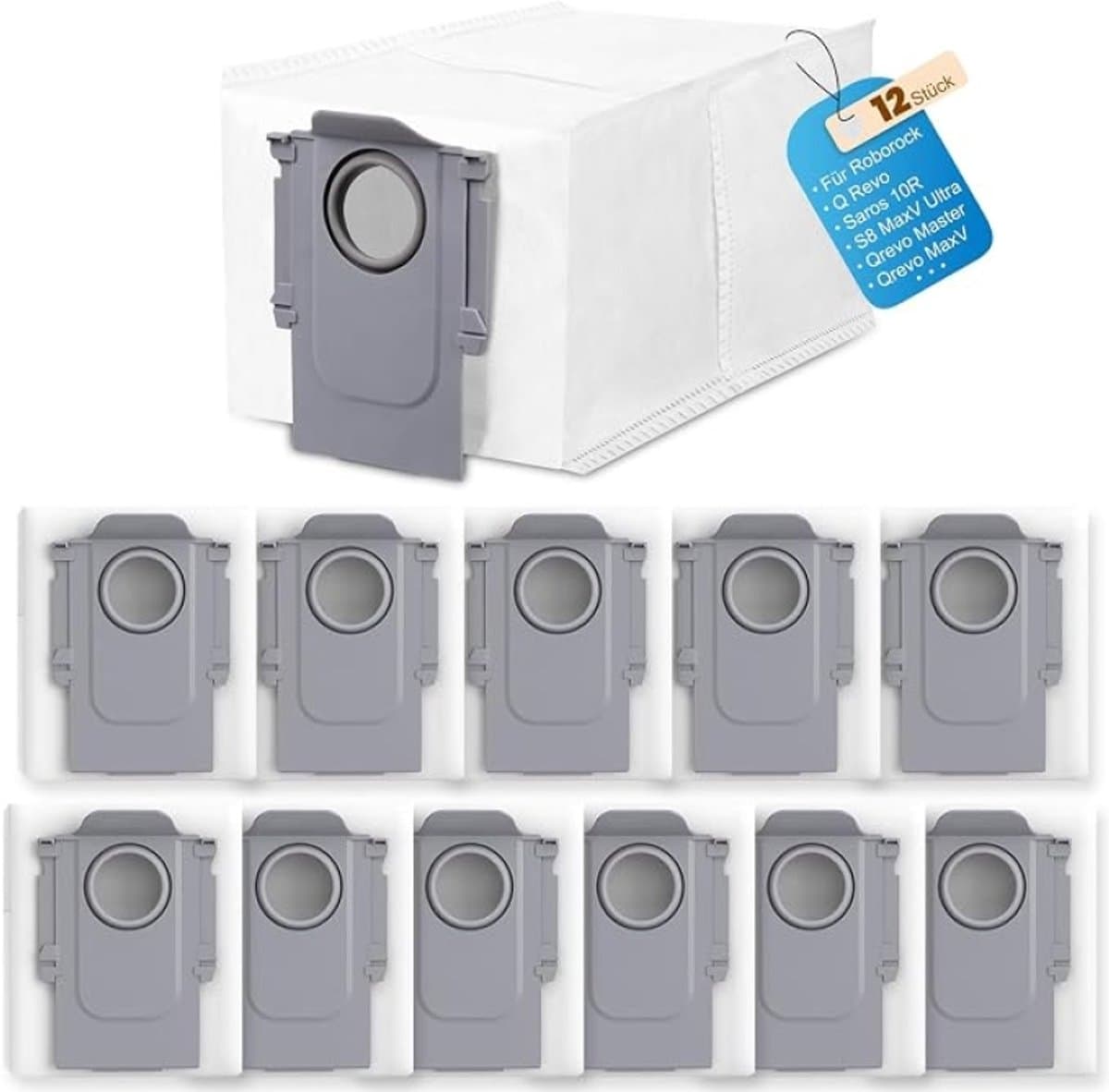 Stofzakken voor Roborock Saros 10/10R/S8 MaxV Ultra/Qrevo Pro/Qrevo/Qrevo MaxV/Qrevo S/Qrevo Master/S8 Max Ultra Robotstofzuiger - 3,0 Liter - 12 Stuks — afbeelding 1