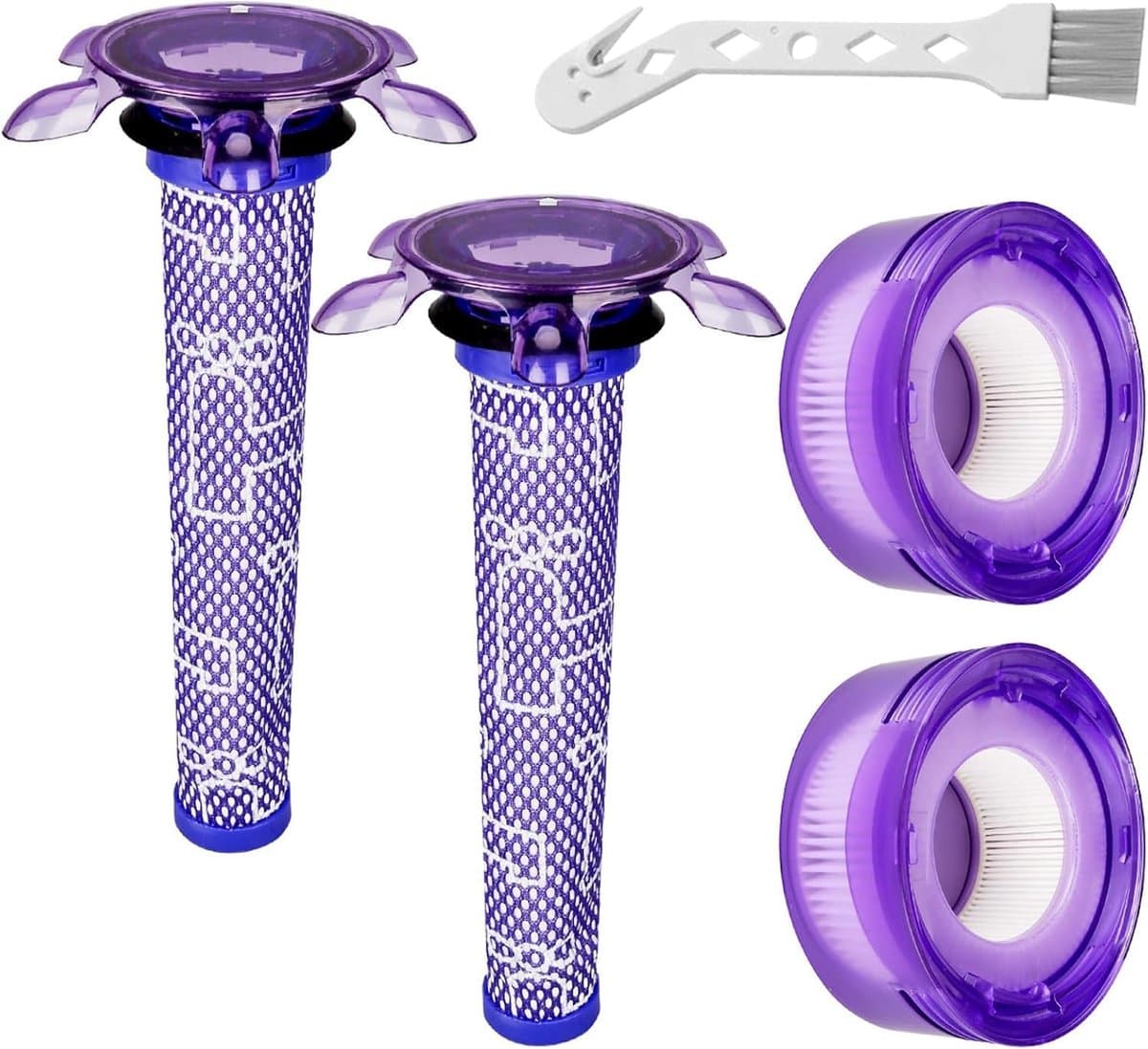 Filter geschikt voor Dyson V8 - 5 stuks - vervangingsfilters geschikt voor Dyson V7 V8 Absolute Animal Motorhead stofzuigers - met 2 HEPA-filters achter, 2 voorfilters, 1 reinigingsborstel vervangt onderdelen — afbeelding 1