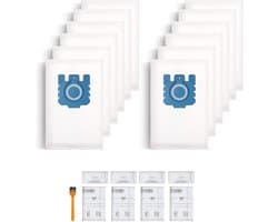 Set van 12 GN 3D stofzuigerzakken geschikt voor Miele Hyclean Classic C1 / Complete C2 / C3 / S2 / S5 / S8 serie, inclusief 4 motorfilters en 4 uitlaatfilters