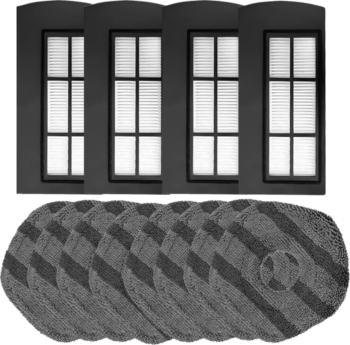 4x Filter, 8x Mopdoeken geschikt voor Eufy X9 Pro Robotstofzuiger - Vervangingsonderdelen en Accessoires dweil doek — afbeelding 1
