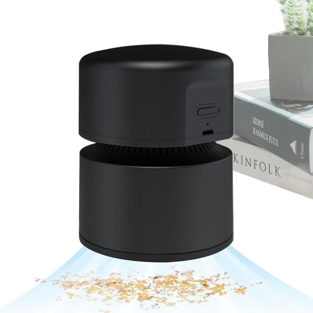 Mini Bureaustofzuiger - 1800mAh Accu - 2 Zuigstanden - USB Oplaadbaar - Tafelstofzuiger voor Bureau en Toetsenbord - 10.5 x 8 cm - Zwart — afbeelding 1