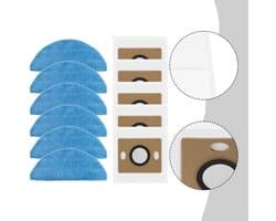 Stofzuigeraccessoireset voor ILIFE A30 Pro robotstofzuiger, 5 microvezel dweilen en 6 stofzakken, duurzaam materiaal met sterke afdichting tegen stof en vuil