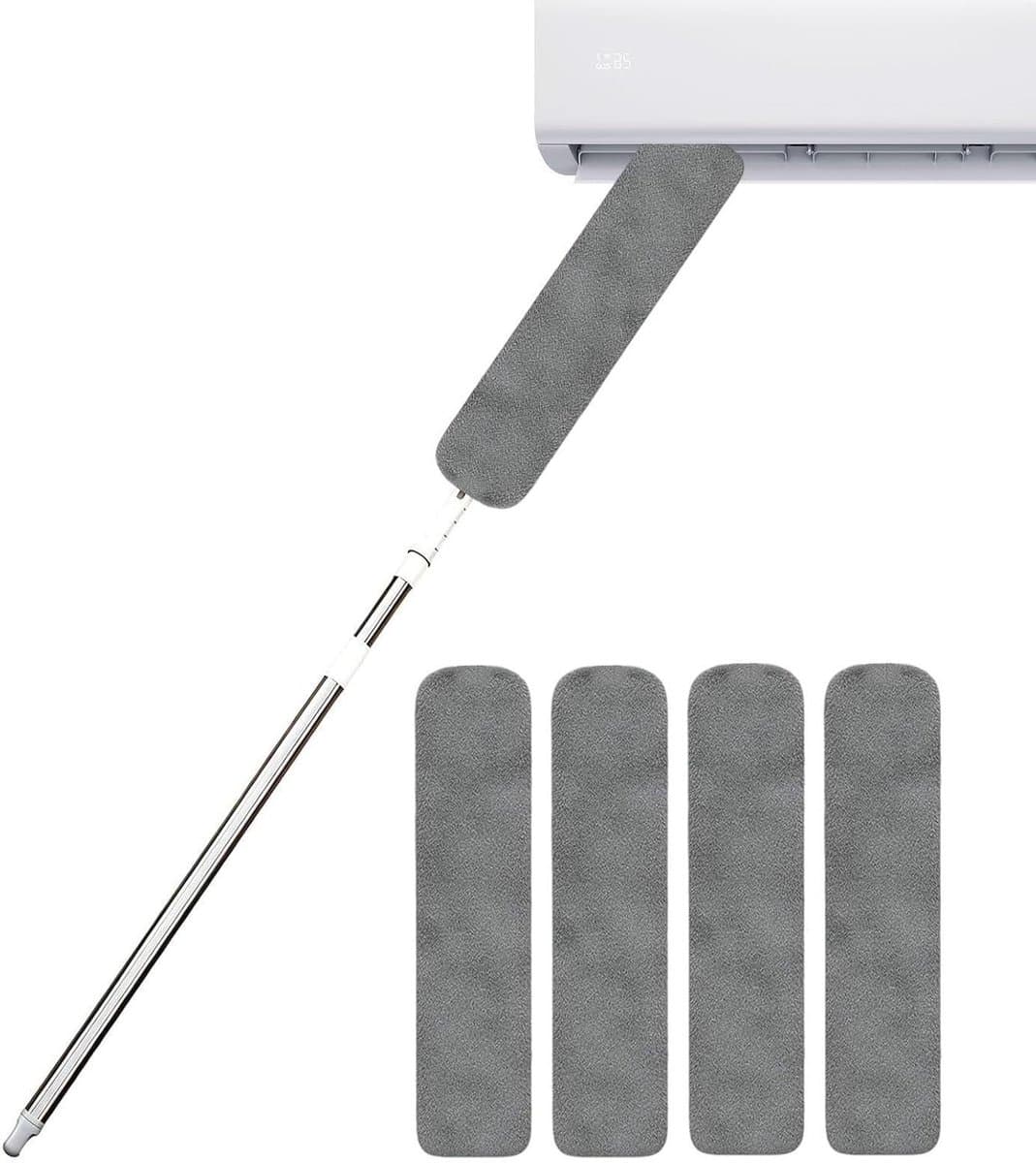 Lange Steel Stofdoek - Uitschuifbare Plumeau - Stof Vrij Maken - Wasbare Microvezel Kop - 65 cm - Grijs — afbeelding 1