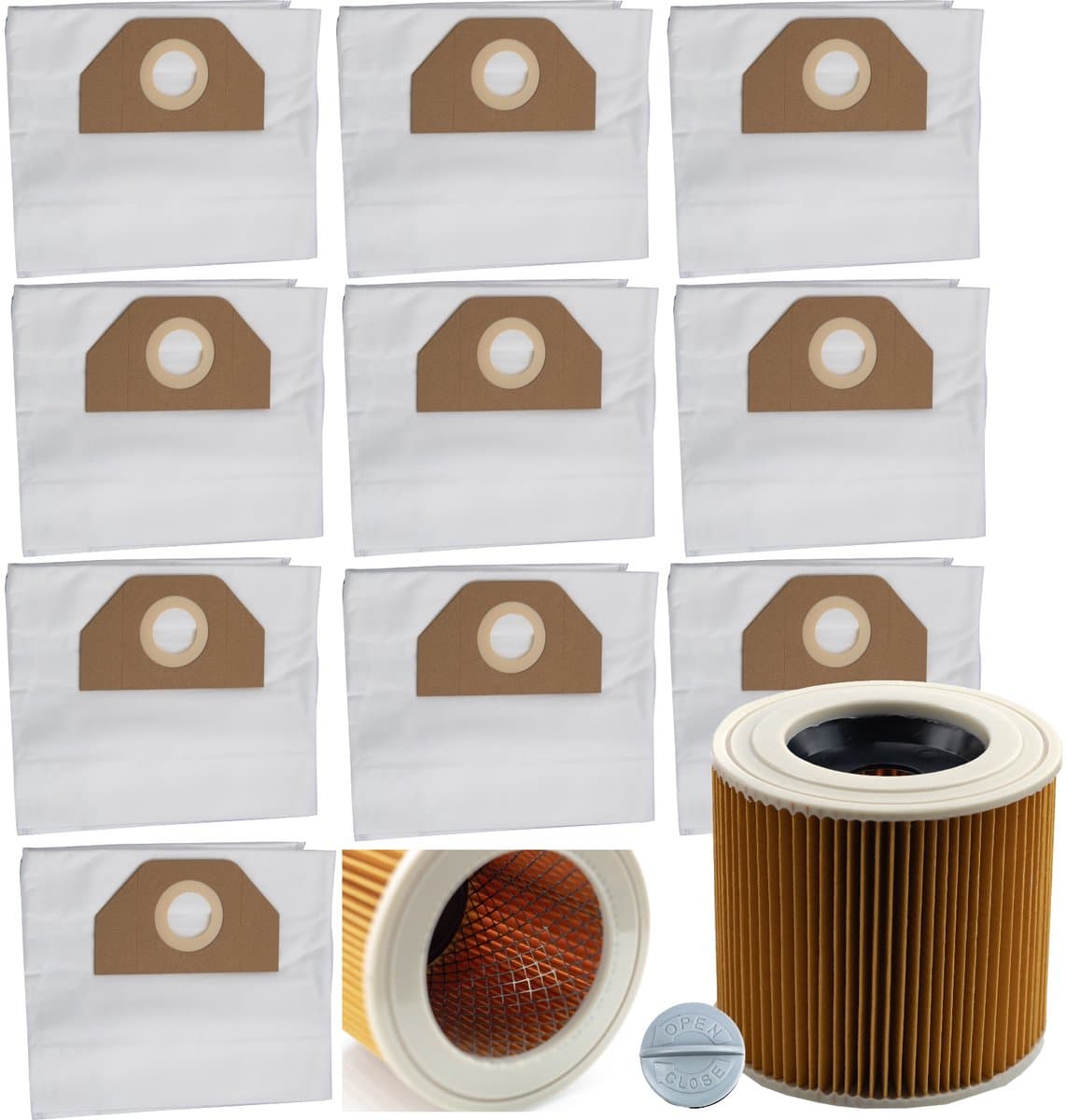 Set van 10 zakken + filter voor Karcher WD3, WD2 stofzuiger — afbeelding 1