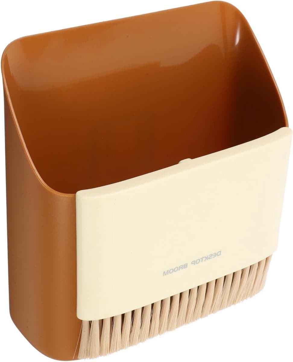Kleine Bezem Stoffer - Mini Set - Bureau Schoonmaken - Compact Ontwerp - 17 cm - Oranje — afbeelding 1