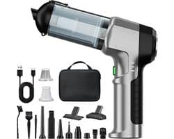 Handstofzuiger - Zilverzwart - Accu - Draadloze 4-in-1 Autostofzuiger - Voor Huis en Auto