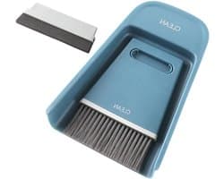 Mini Bezem Stoffer - Schoonmaakset Mini - Bureau Reinigen - Duurzaam Handig - 19.5x13.8cm - Marineblauw