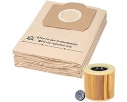 Stofzuigerzakken + Filter Set geschikt voor Kärcher A2604, A2204, A2254, A2200, A2201, A2206 en meer