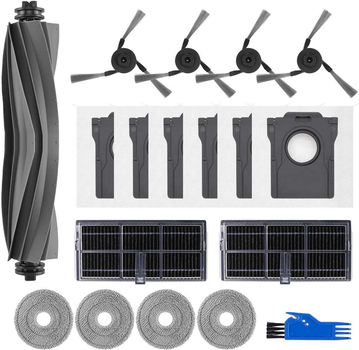 Dailygoods- Robotstofzuiger Accessoires Premium Kwaliteit - 1 Hoofdborstel - 4 Zijborstels - 2 Filters - 4 Dweildoeken - 6 Stofzakken - Compatibel met Dreame L10s Ultra Gen 3/X40 Ultra - Robotstofzuiger Onderdelen — afbeelding 1