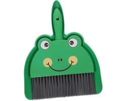 Stoffer en Blik Set - Mini Bezempje - Bureau Schoonmaken - Compact Ontwerp - 23 cm - Groen
