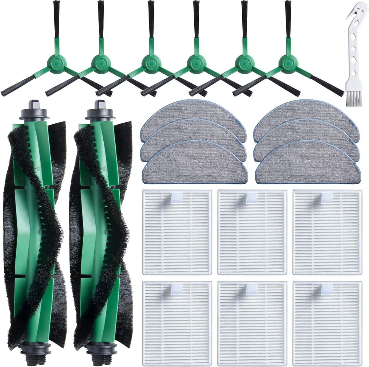 21 Stuks Accessoireset voor iRobot Roomba Combo 2 Essential Y0140/Y0112/Y0110 - voor Roomba 105 Combo Vervanging - 2 handborstels, 6 filters, 6 zijborstels, 6 dweilpads, 1 reinigingsborstel — afbeelding 1