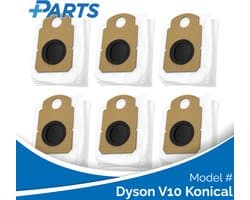 Dyson V10 Konical Stofzakken (6 Stuks, Plus.Parts® alternatief voor 975738-01)
