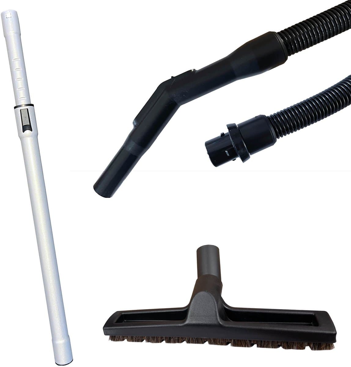 Multaparts® hulpstukken set geschikt voor Nilfisk GD1000 / VP300 series parket zuigmond, complete stofzuigerslang (3 meter), telescoop zuigbuis | Vervang alle hulpstukken in 1 keer | Hoge kwaliteit alternatieve onderdelen voor een set-prijs — afbeelding 1
