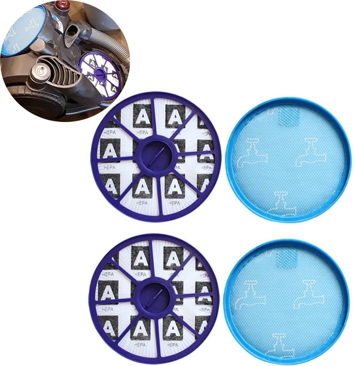 4 stuks Filter Set geschikt - Stofzuigerfilter - Stofzuigerfilter - Filterset - Filter rond - Alternatief Stofzuigerfilter - Geschikt voor Dyson DC19 DC20 DC21 — afbeelding 1