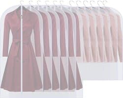 Clothes Cover Bags Set of 12 - Full Zipper Garment Bags (60 x 100cm/6pcs + 60 x 120cm/6pcs) - Lightweight Clear Waterproof Washable - Suit Carrier Protector - Wardrobes