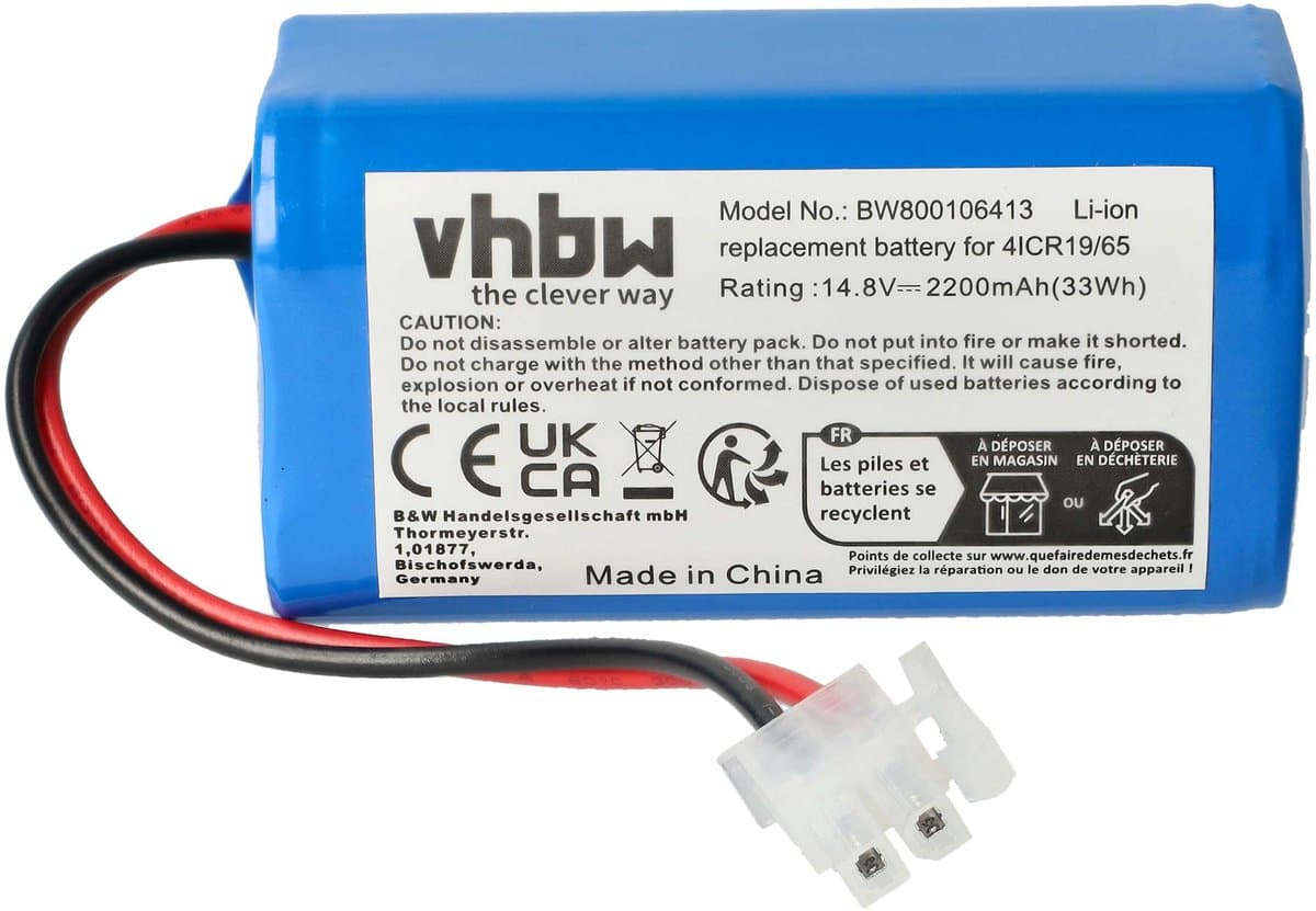 vhbw Vervangende accu voor iLife PX-B020 stofzuigers (2200 mAh, 14,8 V, Li-ion) — afbeelding 1