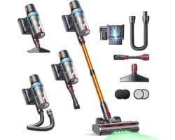 Draadloze Steelstofzuiger - Krachtige Stofzuiger - Huis Reinigen - Automatische Zuigkracht - 65 Min Autonomie - Oranje