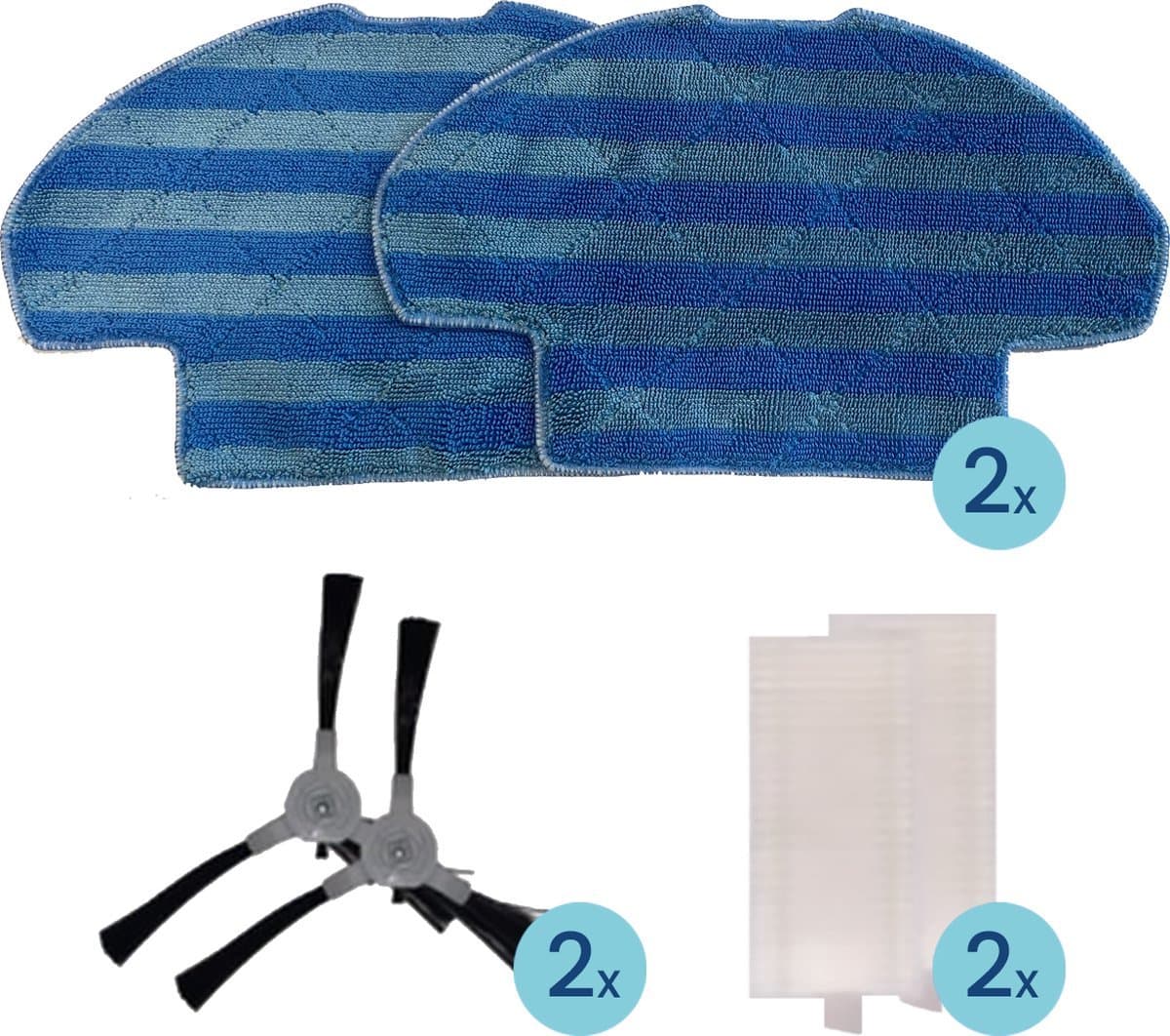 Reserveonderdelen geschikt voor Gologi Robotstofzuiger - Items Set - Reserve Onderdelen - HEPA Filter - Zijborstels - Dweildoeken — afbeelding 1