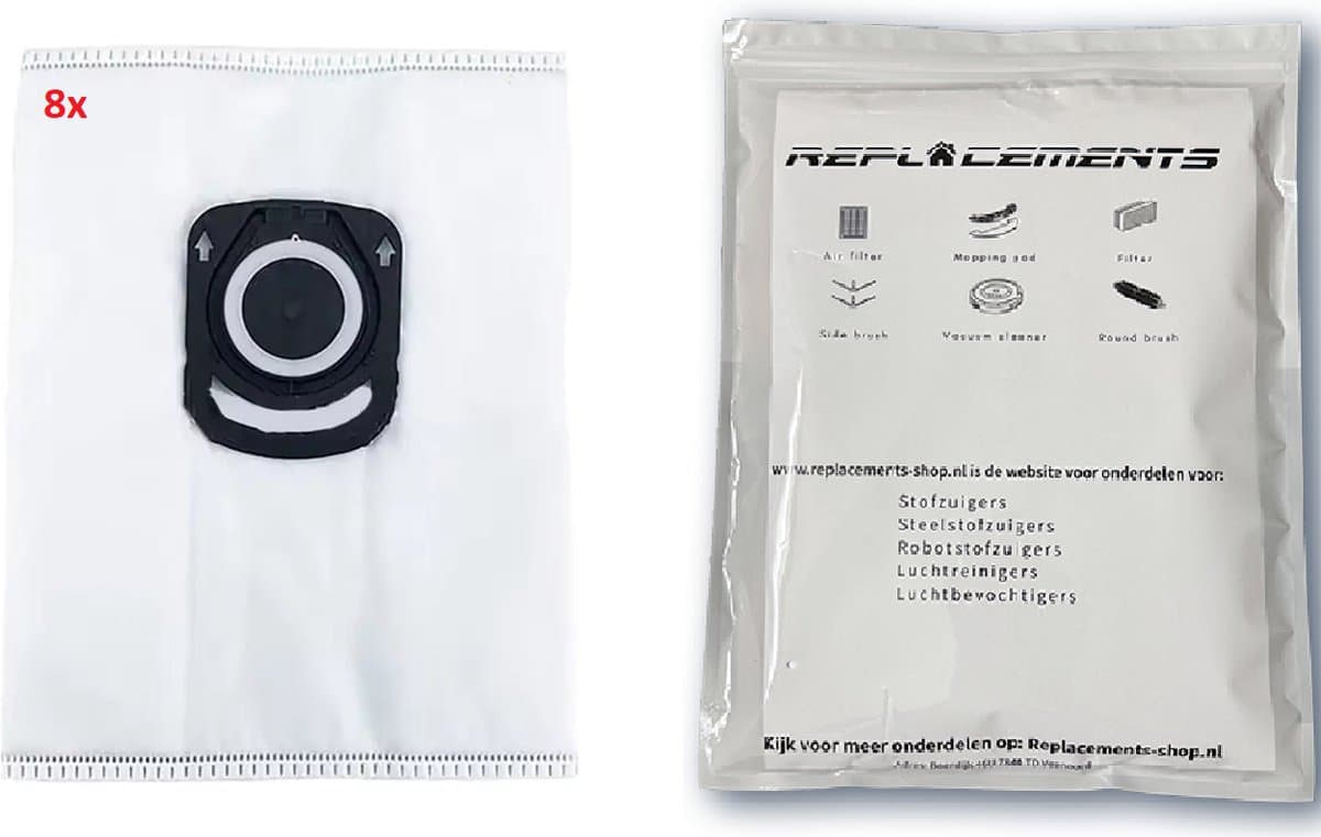 8 Stofzuigerzakken van Replacements® geschikt voor Rowenta Silence Force 4A, Compact, X-Treme Power, X-Plorer serie 75 S en 75S+ en Green Force — afbeelding 1
