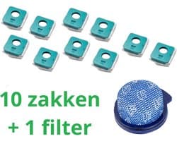 10 x zakken hoogwaardige vervanging voor SAMSUNG BESPOKE JET + 1 filter HEPA compatibel VS20A958FWN - VS20A95923B/AA stok stofzuiger-onderdelen-het onderdeelnummer van het origineel is: Samsung VCA-ADB952 -schoonmaakstations