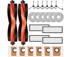 GELLDG Stofzuigeronderdelen - 25 Stuks - Huishoudelijke apparaten - Geschikt voor Xiaomi X20 Max / X20 Pro Saugroboter - Incl. 6 Staubbeutel, 6 Wischpads, 2 Hauptbürsten, 6 Seitenbürsten, 4 HEPA Filters en 1 Reinigungsbürste