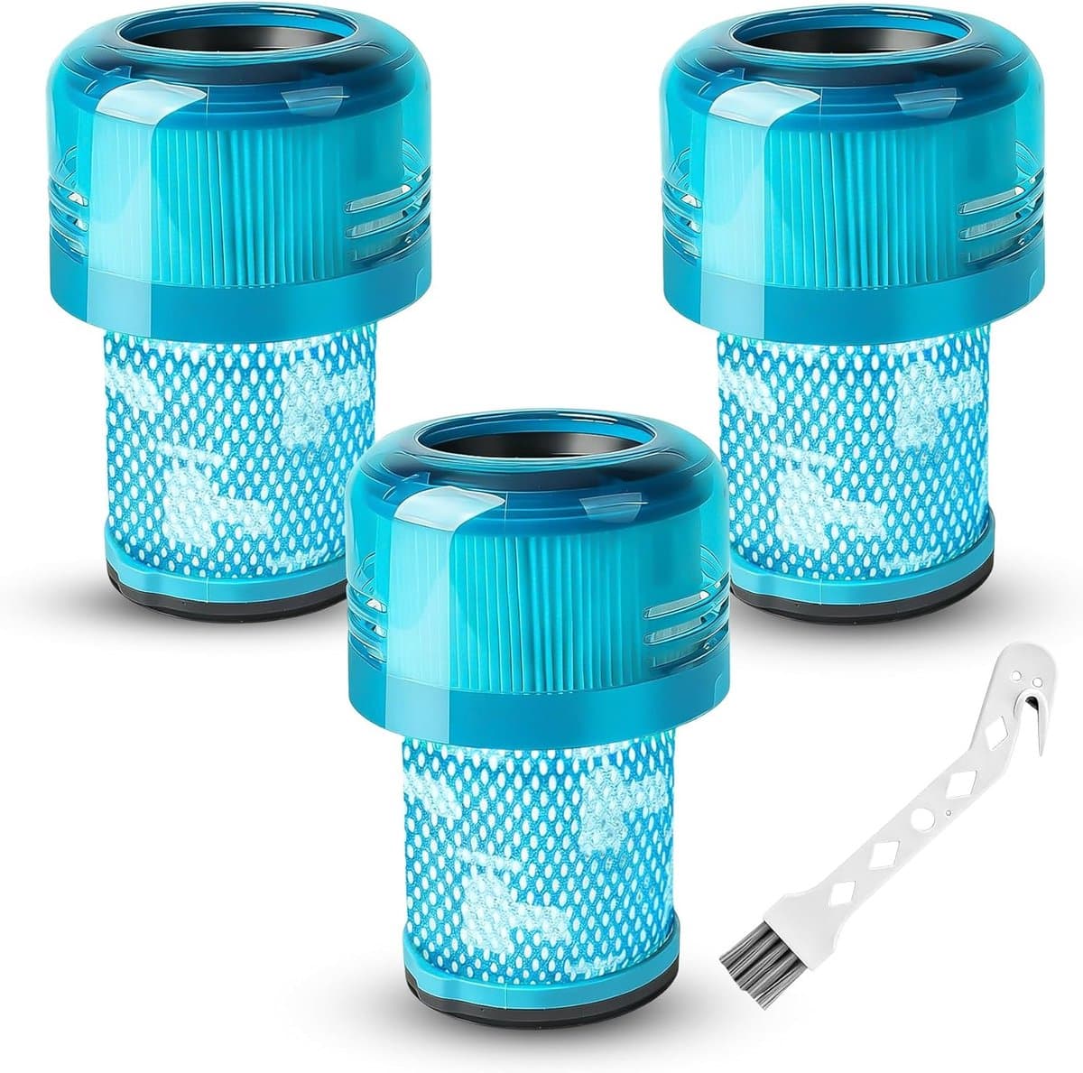 3 Vervangingsfilters Geschikt voor Dyson V12 Detect Slim, HEPA Filter Set met Reinigingsborstel, Geschikt voor V12 Detect Slim Absolute, Total Clean, Fluffy en Meer — afbeelding 1