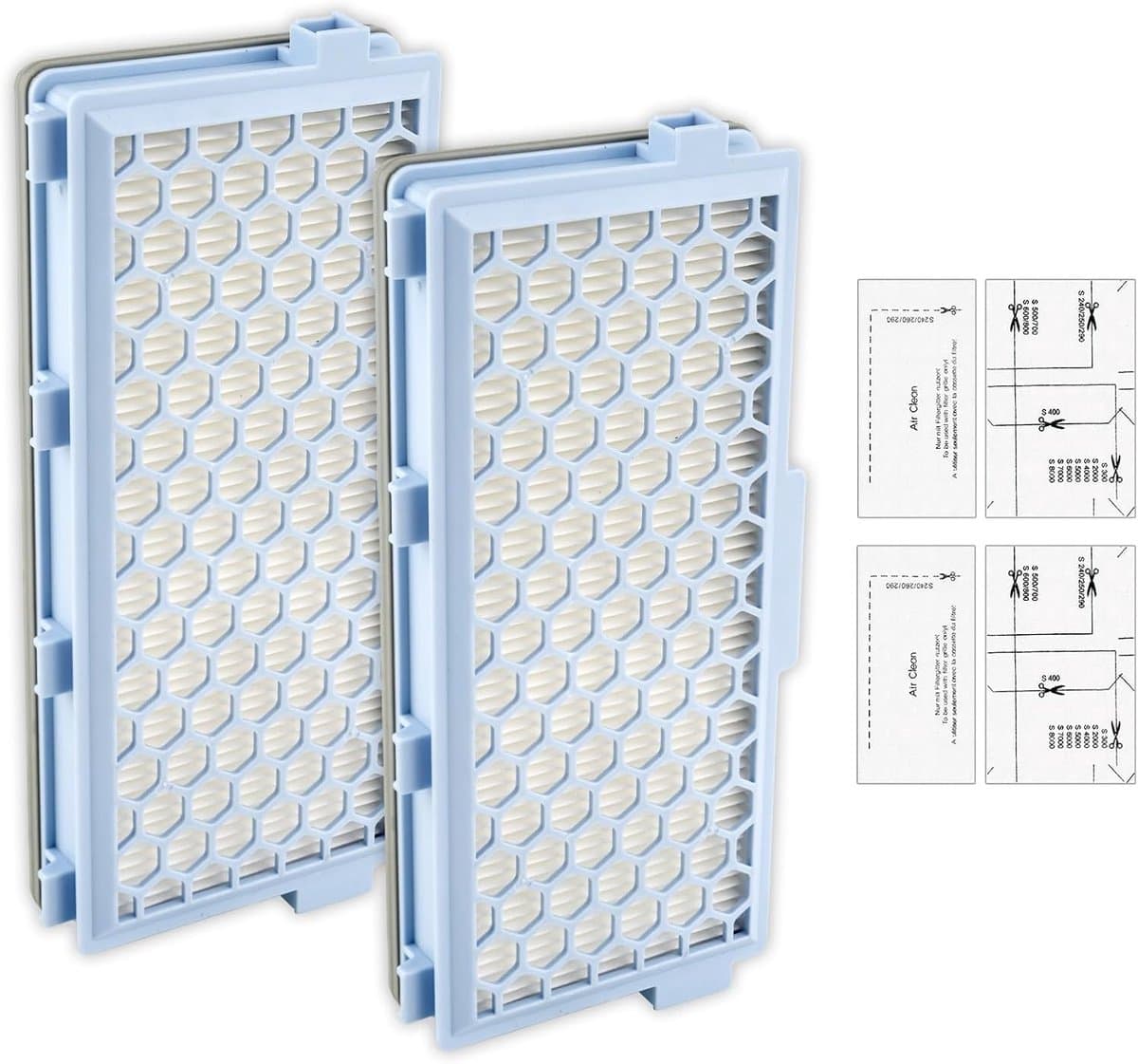4 stuks vervangende HEPA-filters Guard S1 / L1, voor Miele Guard S1 / L1, Compact C1 en C2 / Complete C2 en C3 S8340 stofzuigers, 2 HEPA-filters + 2 Airclean uitlaatfilters en motorbescherming — afbeelding 1