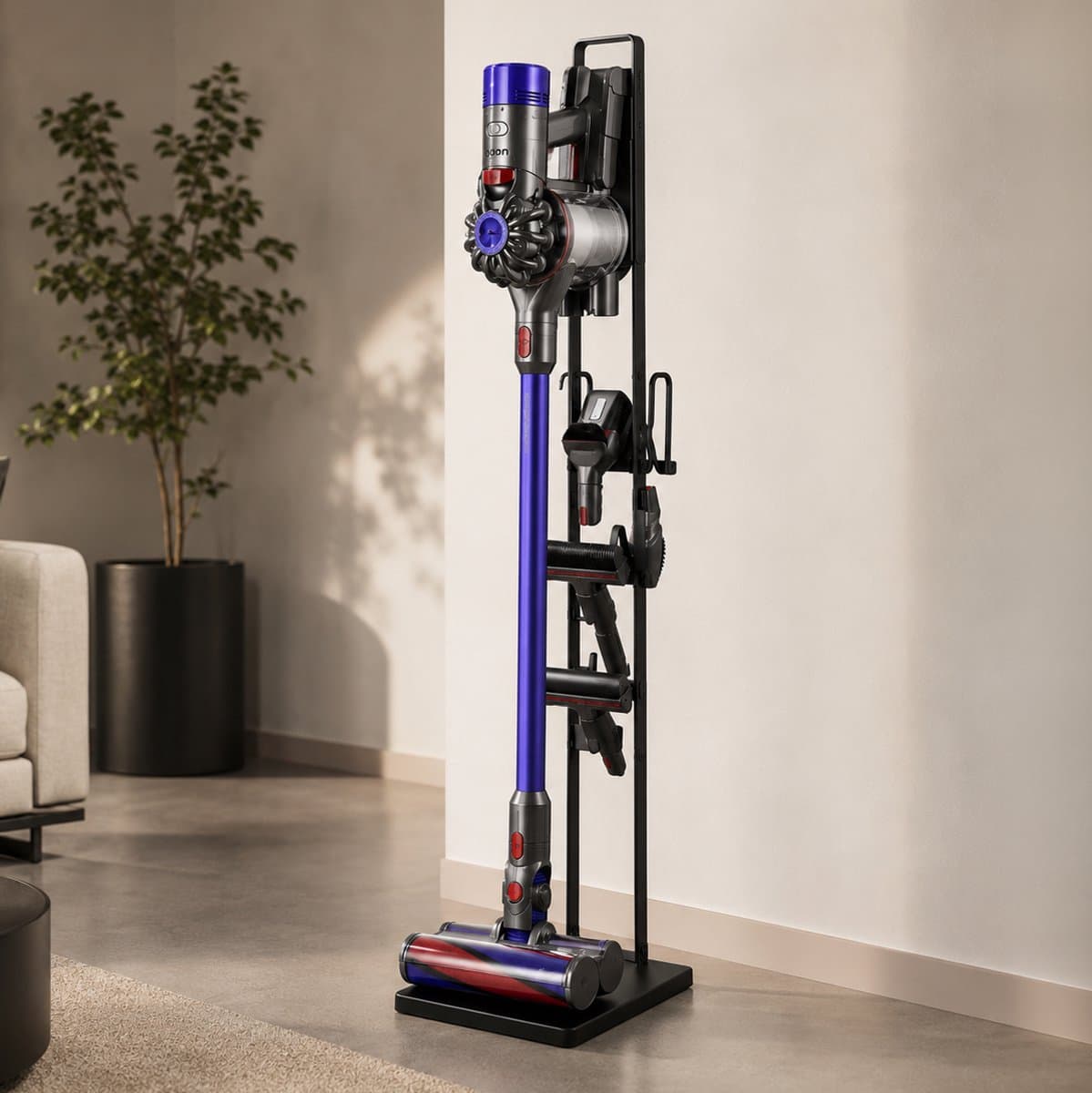 WoonWonder - Stabiele Metalen Stofzuigerstandaard voor Dyson & Dyson Handheld met ruimte voor Draadloze Stofzuigeropzetstukken en Accessoires - Dyson — afbeelding 1