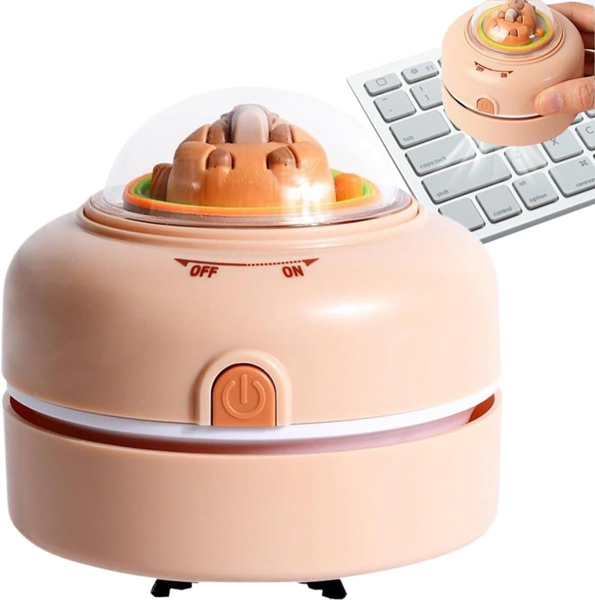 Mini Stofzuiger - Bureau Reiniger - Snel Opruimen - Draadloos Compact Design - 8.5cm Hoog - Bruin — afbeelding 1