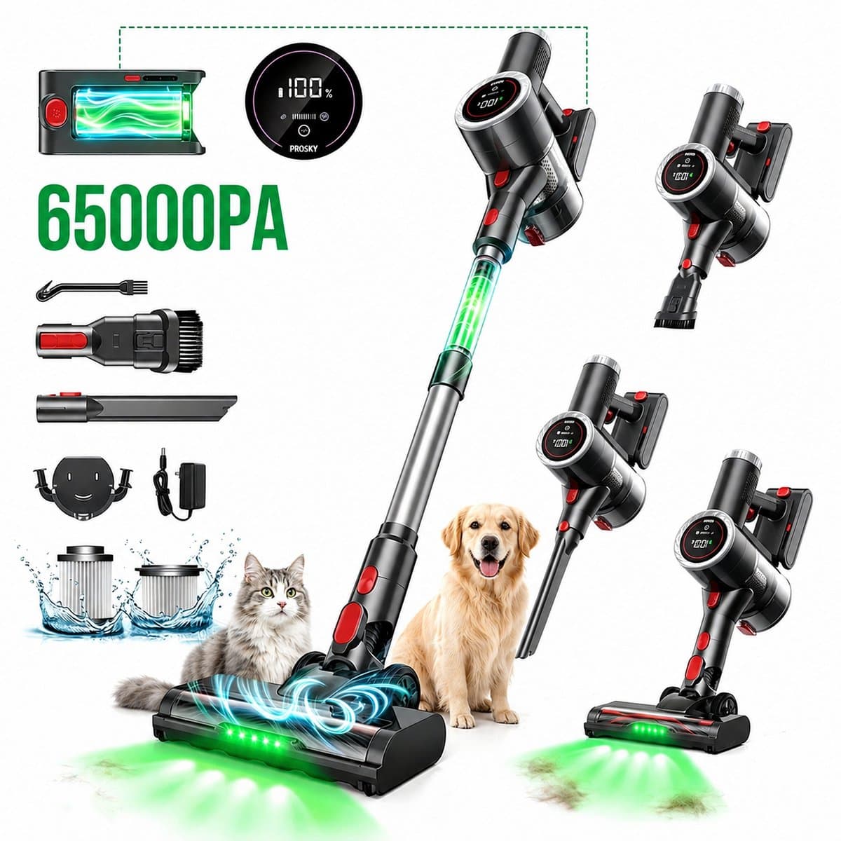 Prasky P1MAX - Steelstofzuiger Draadloos - 65000Pa - 50 Minuten - Afneembare Batterij - Geluidsniveau 70 dB — afbeelding 1