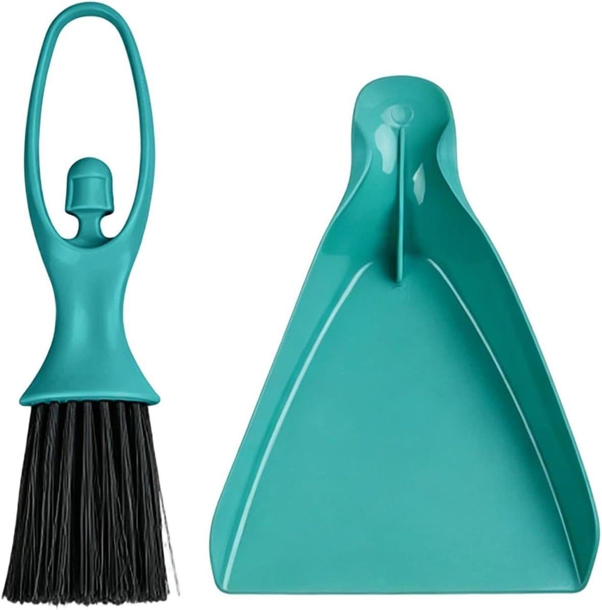 Bezem en Stofpan Set - Handveger en Blik Mini Reinigingsset - Snel Opruimen - Zachte Haren Precisie — afbeelding 1