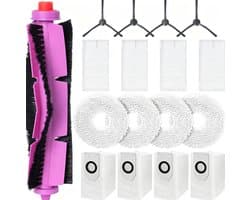 17-delig accessoireset - voor Eureka J12 Ultra stofzuigerrobot en Voor Midea V12 - met 1 hoofdborstel, 4 veegdoeken, 4 HEPA-filters, 4 stofzakken, 4 zijborstels