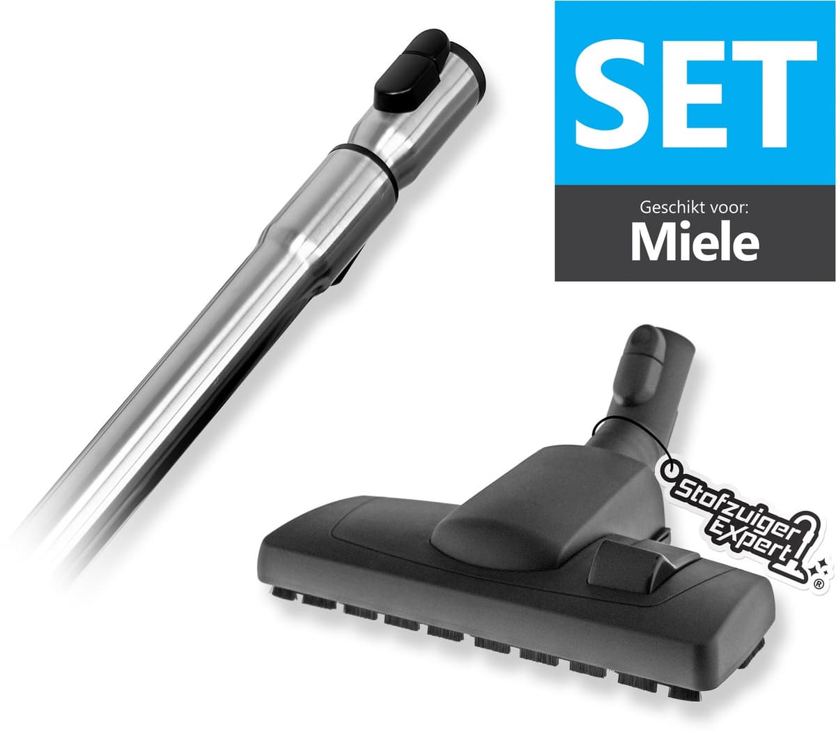 Combi Mondstuk en Telescopische Zuigbuis Set Geschikt voor Miele - Geschikt voor alle slede stofzuigers van Miele - O.a. geschikt voor Guard L1, M1, S1, C3, C2, C1, S8, S6, S5, S4, S2, S8000, S6000, S5000, S4000, S2000, S700, S500, S400, S300 etc. — afbeelding 1