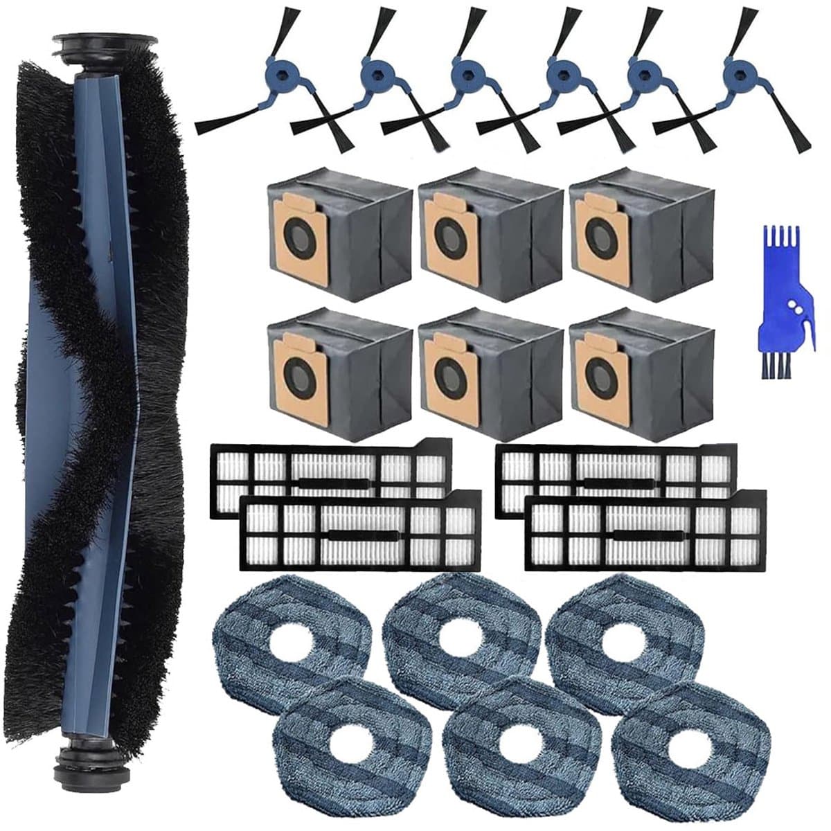Geschik voor Eufy X10 Pro Omni Robotstofzuiger Vervangende Onderdelen, 24-delige vervangende onderdelen, inclusief (6* stofzakken, 1* hoofdborstel, 4*filters, 6* dweilen, 6* zijborstels, 1* borstel) — afbeelding 1