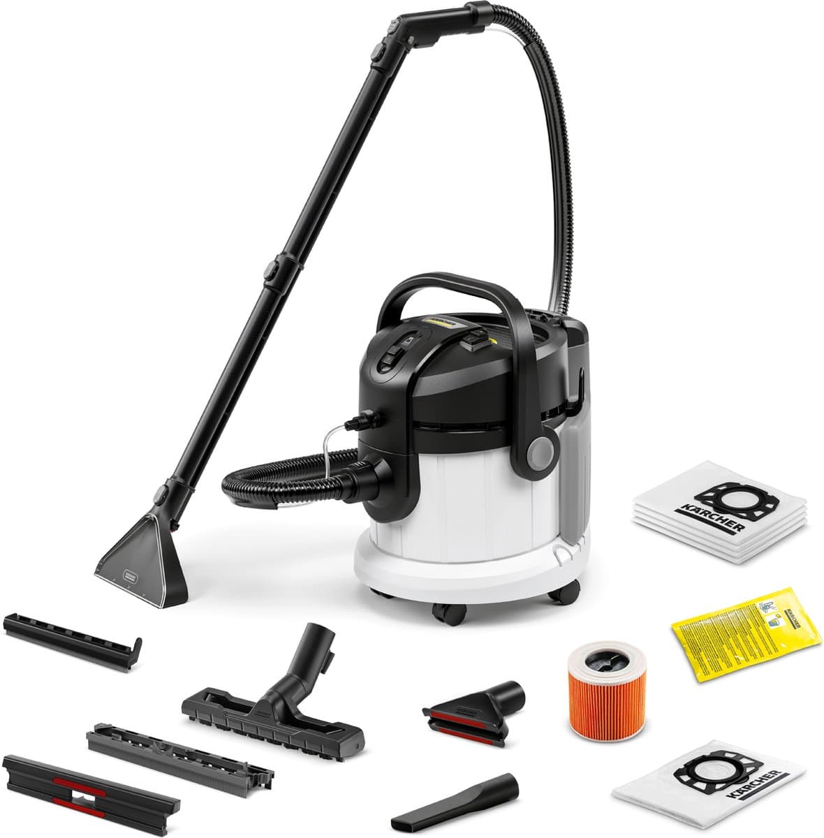 Kärcher Tapijtreiniger SE 4 SET - Incl. extra Vliesfilterzakken 4st. - 4 / 4 liter - 3-in-1 Sproei-extractie - Tapijt- en bekledingsreiniger RM 519, 100 ml — afbeelding 1