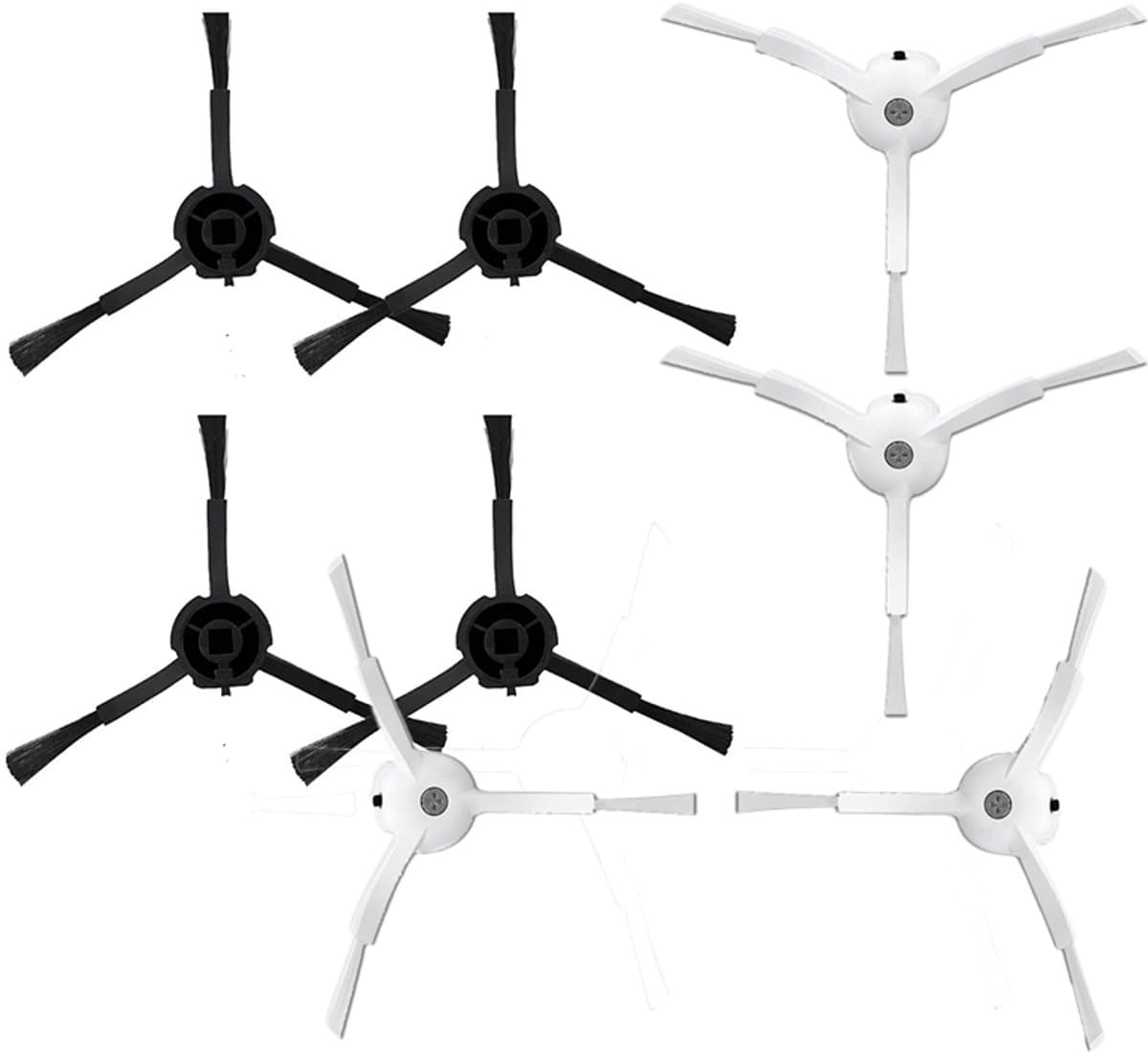 Driehoekborstel - Accessoires geschikt voor Roborock S50-serie / T4 / T6 / T7 /T7 PRO / S4 / S5 / S6 / S7 / S8 / P10 / G10 / G20 / T8 / Q7 - 8 stuks - 4 x Wit + 4 x Zwarte — afbeelding 1