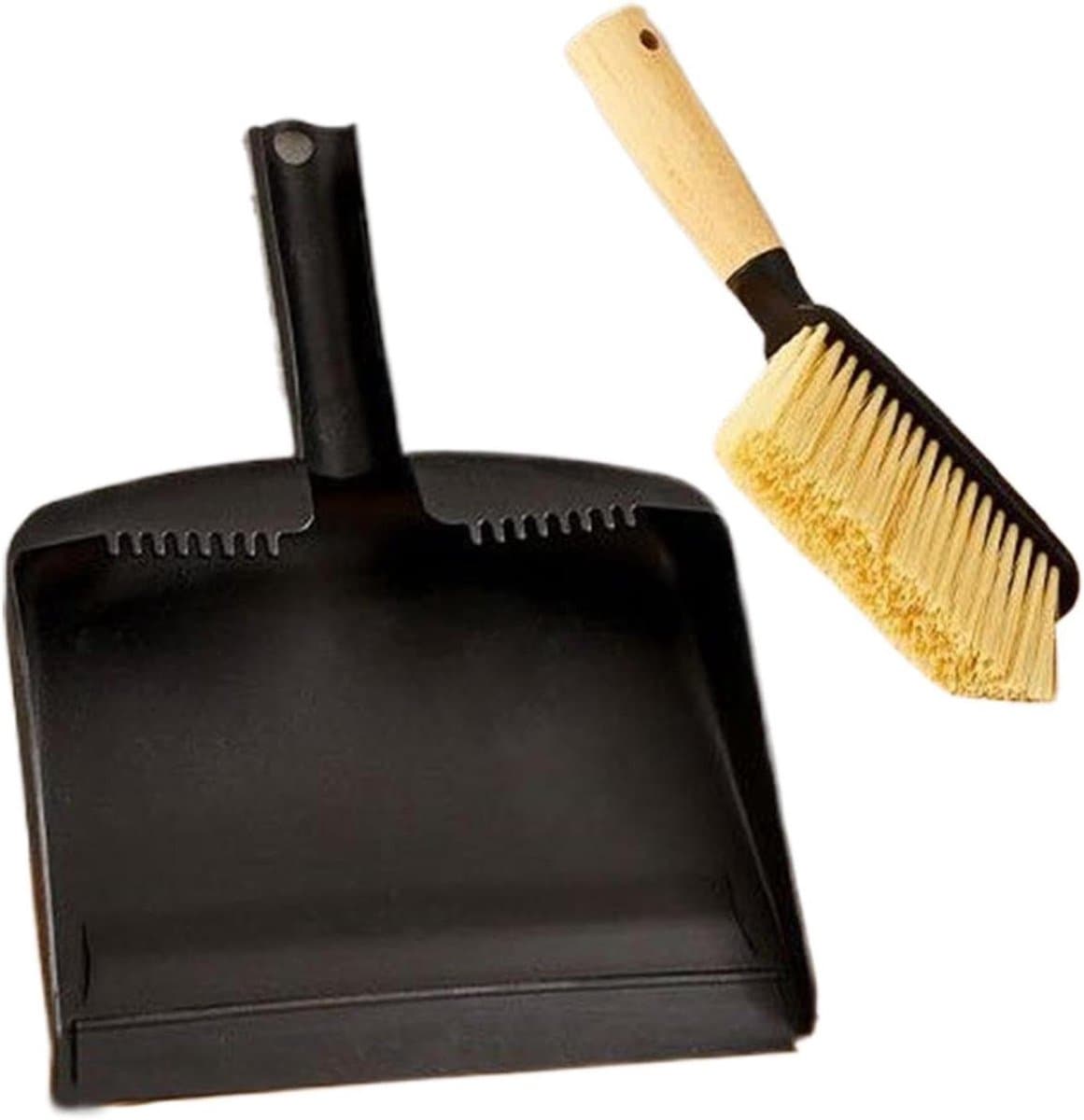 Kleine Bezem en Stofblik - Mini Veegset - Bureau Schoonmaken - Ergonomisch Houten Handvat — afbeelding 1