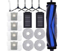 16stuks - stofzuiger - Accessoires gescht voor Ecovacs Deebot T50 Pro Omni / T50 Omni /T50 Pro stofzuiger - reserveonderdelen - accessoireset 1 hoofdborstel - 2 filters - 4 reinigingsdoeken - 4 stofzakken - 4 zijborstels - 1 Zwanenhalsborstel