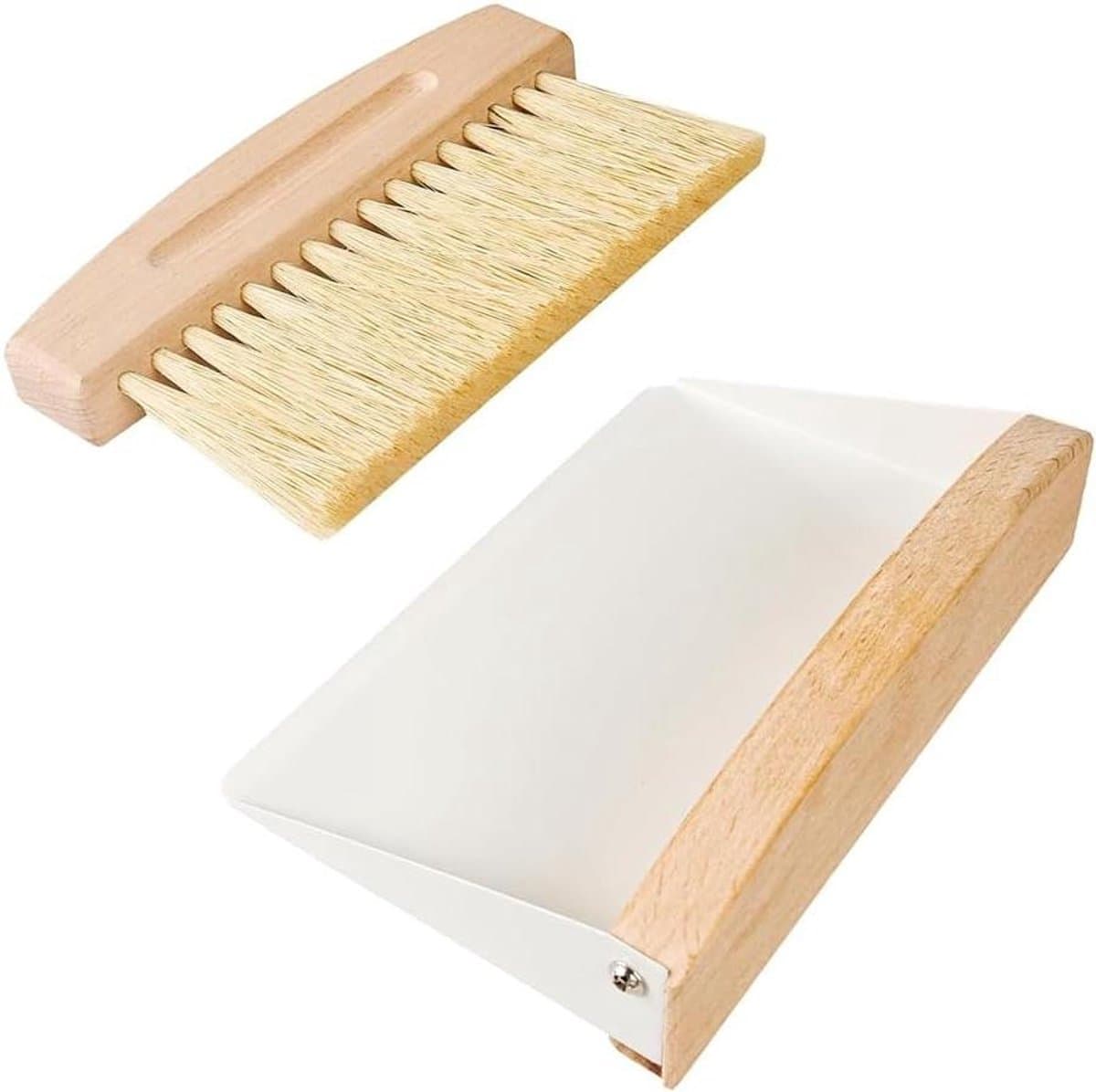 Kleine Stoffer en Blik - Mini Borstel Set - Tafel Schoonmaken - Magnetisch Ontwerp - 15x10.5cm - Wit — afbeelding 1