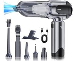 Draadloze Handstofzuiger - Zwart - 4-in-1 Mini Stofzuiger met Sterke Zuigkracht - Voor Auto en Thuis