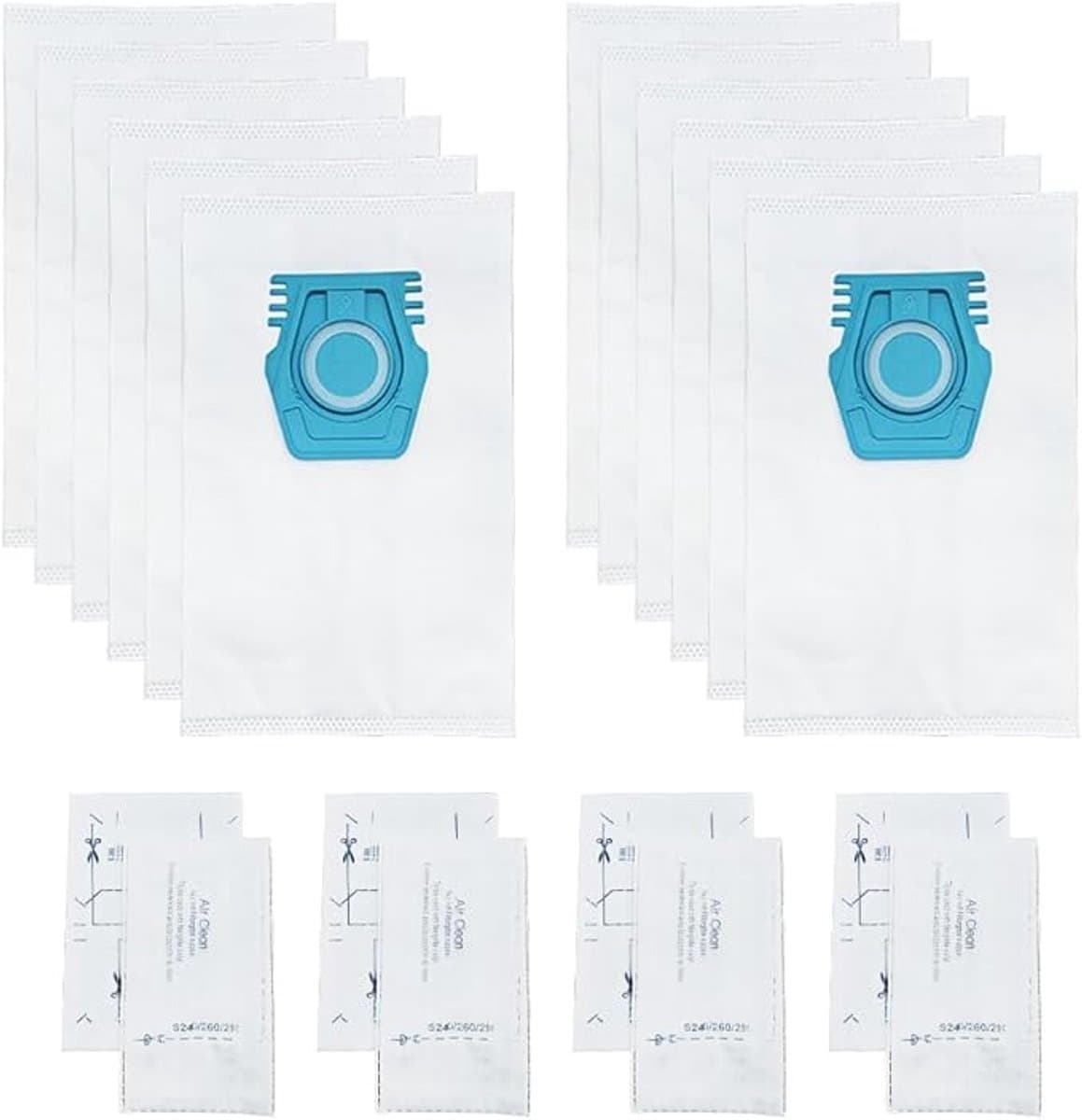 12-delige geschikt voor Miele TU Guard S1 L1 / CO M1 stofzuigeraccessoires, filterstofzakken,Inclusief 4 stukjes filterkatoen. — afbeelding 1