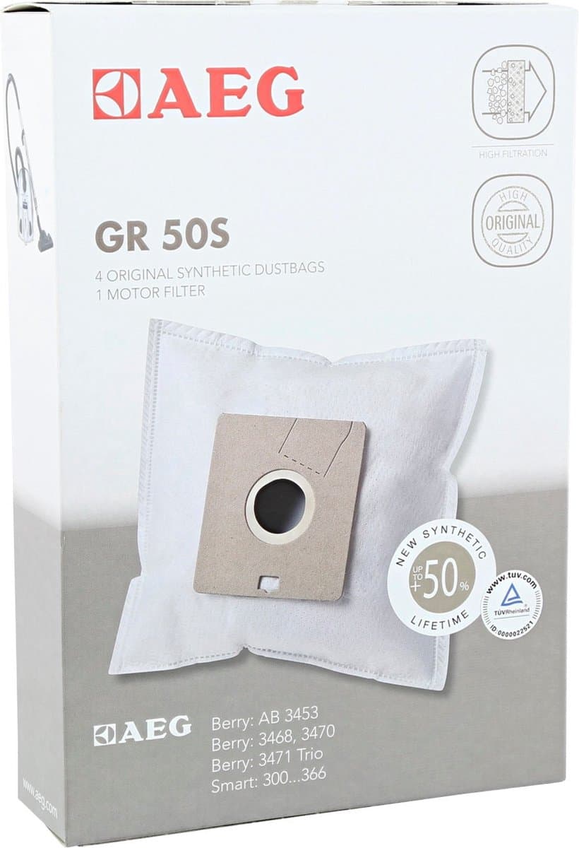 AEG GR50S, Stofzak, Wit, Synthetisch, 4 stuk(s) — afbeelding 1