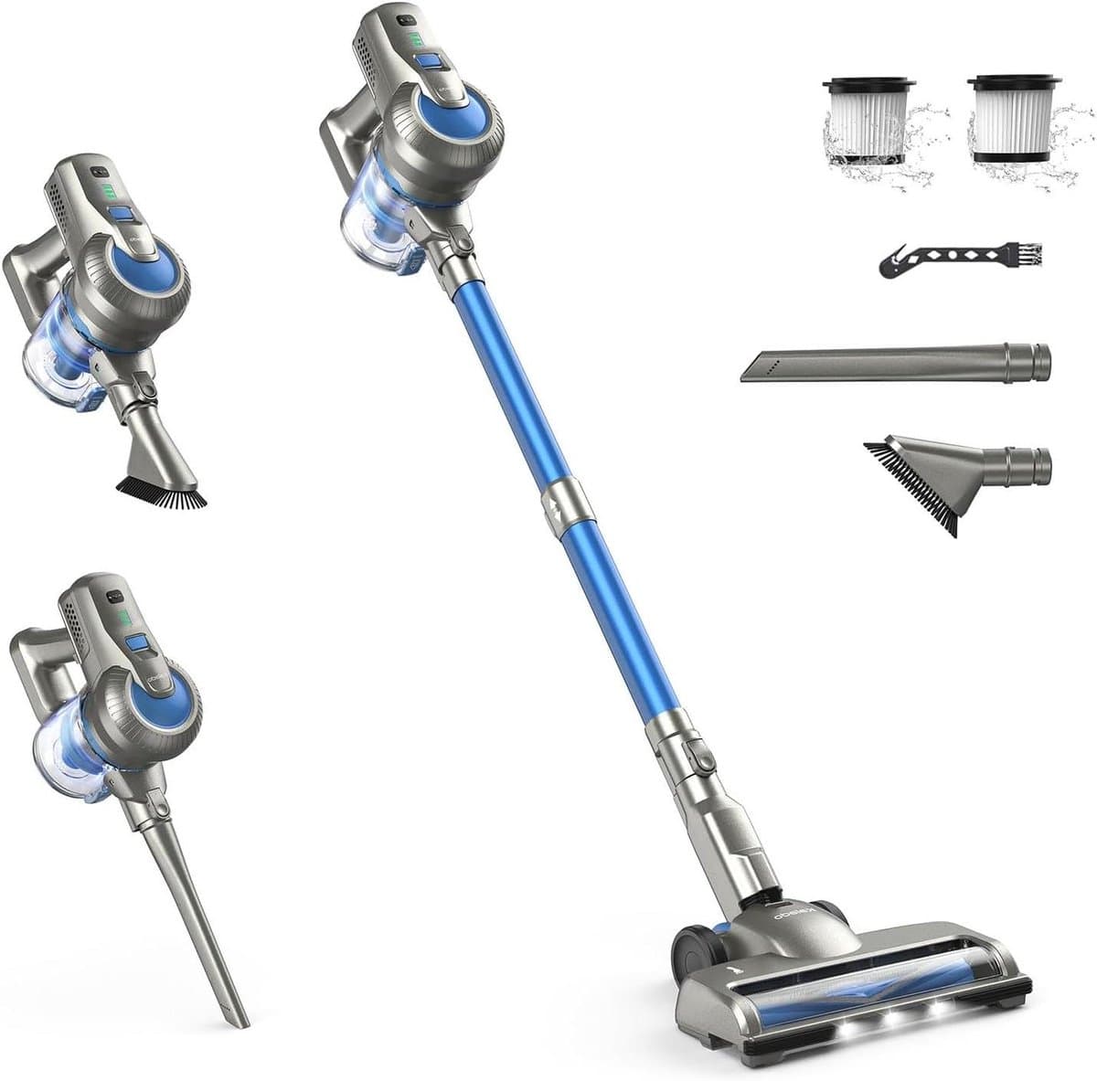 Draadloze Steelstofzuiger - Lichtgewicht Stofzuiger - Efficiënt Schoonmaken - 23kPa Zuigkracht - 35 Min Looptijd - Blauw — afbeelding 1