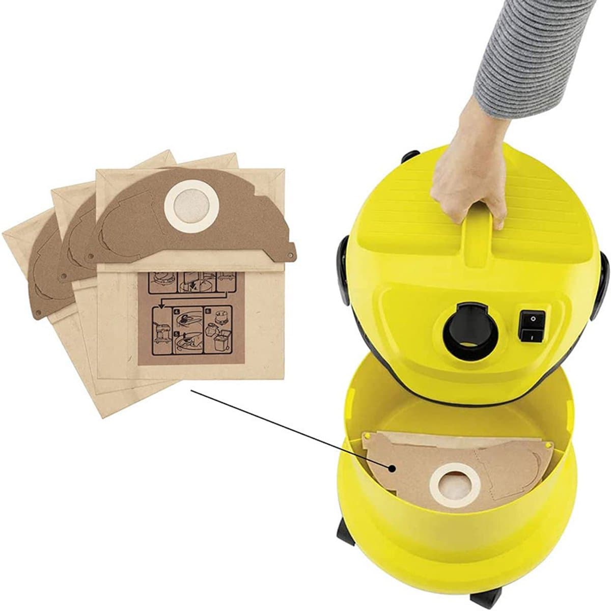 Geschikt voor Kärcher WD2 MV2/WD3 MV3 stofzuigeraccessoires: stofzakken, papieren zakken en filterzakken - 3 stuks — afbeelding 1