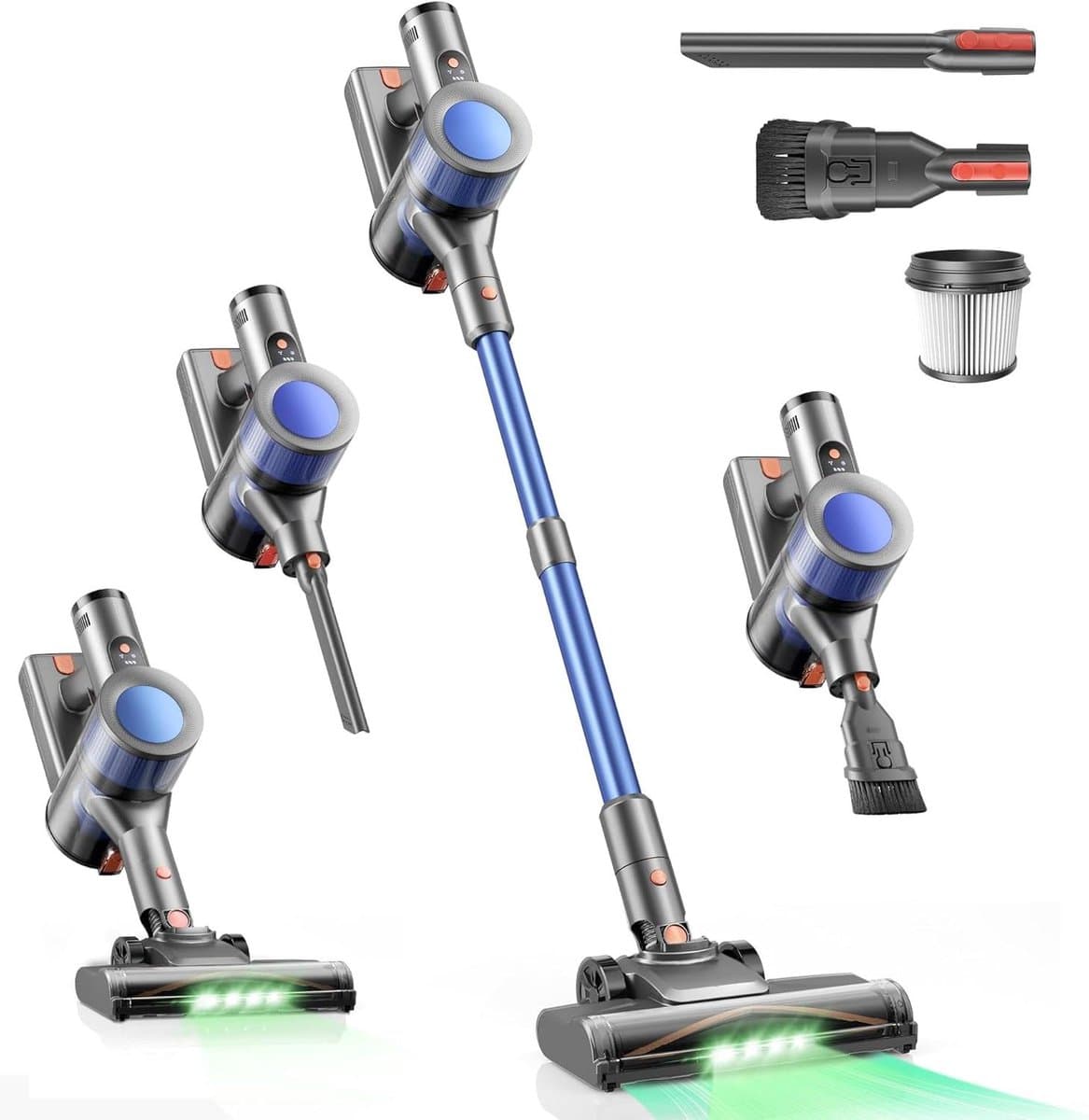 Draadloze Stofzuiger - Steelstofzuiger Oplaadbaar - Efficiënt Huis Reinigen - 45 kPa Sterke Zuigkracht - 50 Min Looptijd - Blauw — afbeelding 1